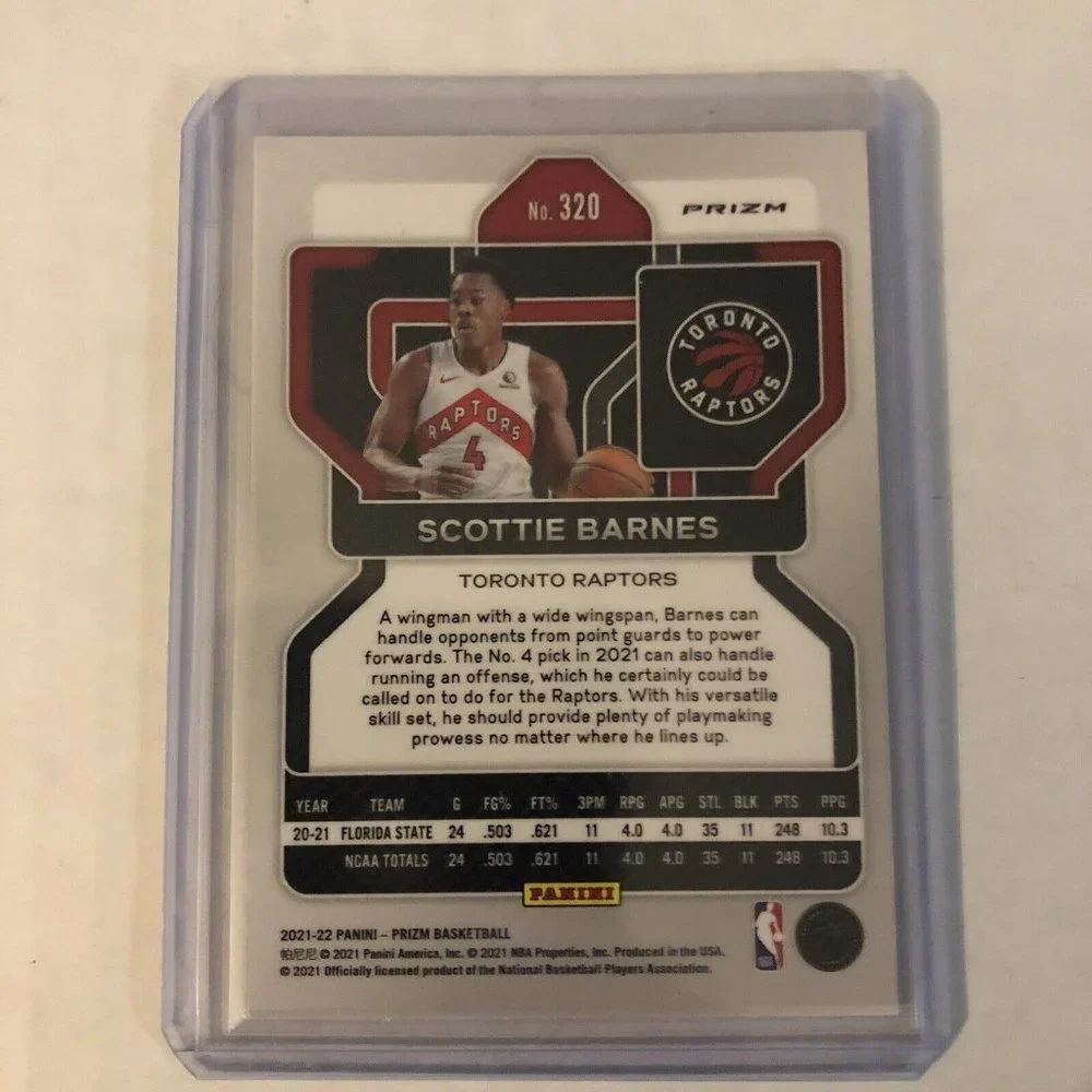 2021-22 PANINI PRIZM SCOTTIE BARNES RC #320 SILVER CRACKED ICE PRIZM PARALLEL SP